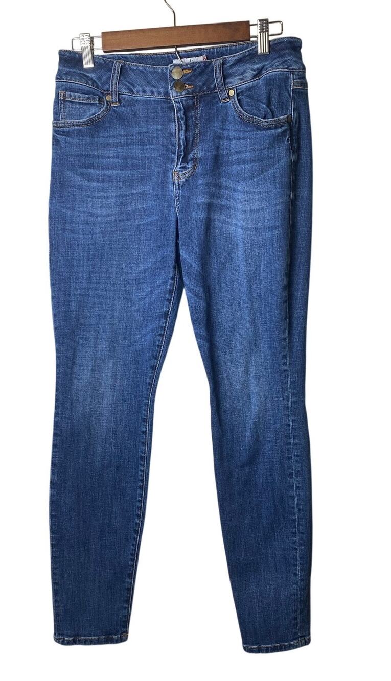 Cabi Cinch Skinny Blue Denim Double Button Jeans 3938 Women's Size 10